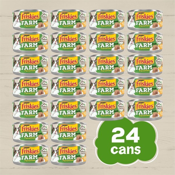 Friskies Farm Favorites Chicken & Carrots Pate Wet Cat Food, 5.5-oz can, case of 24