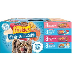 Friskies Fish-A-Licious Variety Pack Canned Cat Food, 5.5-oz, case of 32