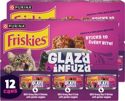 Friskies Glaz’d & Infuz’d Variety Pack with Chicken, Crab or Shrimp Wet Cat Food, 5.5-oz can, 24 count bundle