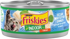 Friskies Indoor Flaked Ocean Whitefish Dinner Canned Cat Food, 5.5-oz, case of 24