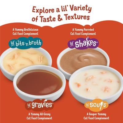 Show full view: Friskies Lil' Gravies Roasted Chicken Flavor Cat Food Complement, 1.55-oz pouch, case of 16 slide 9 of 10