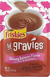 Friskies Lil' Gravies Savory Salmon Flavor Cat Food Complement, 1.55-oz pouch, case of 16