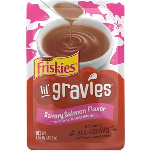 Friskies Lil' Gravies Savory Salmon Flavor Cat Food Complement, 1.55-oz pouch, case of 16