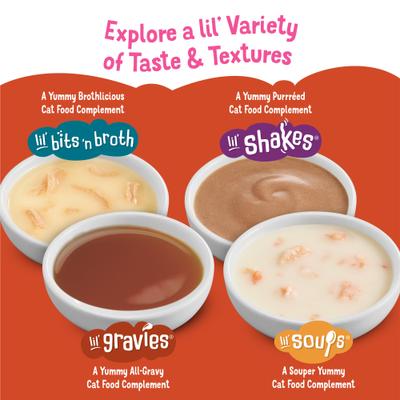 Show full view: Friskies Lil' Gravies Savory Salmon Flavor Cat Food Complement, 1.55-oz pouch, case of 16 slide 9 of 11