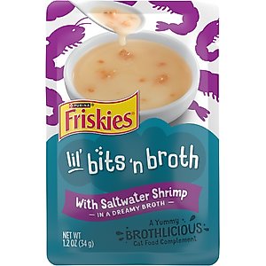 Friskies Lil Slurprises with Saltwater Shrimp in Dreamy Sauce Wet Cat Food Topper, 1.2-oz pouch, case of 16