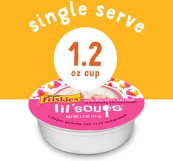 Friskies Lil' Soups Salmon, Tuna, & Shrimp Variety Pack Grain-Free Bits in Broth Wet Lickable Cat Food Topper, 1.2-oz tray, case of 30 slide 2 of 8