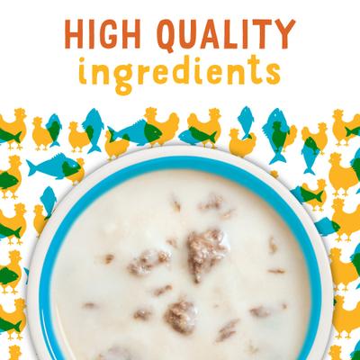 Show full view: Friskies Lil' Soups Salmon, Tuna, & Shrimp Variety Pack Grain-Free Bits in Broth Wet Lickable Cat Food Topper, 1.2-oz tray, case of 30 slide 8 of 11