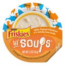 Friskies Lil' Soups with Flaked Chicken in a Velvety Tuna Broth Lickable Cat Food Topper, 1.2-oz tub, case of 8
