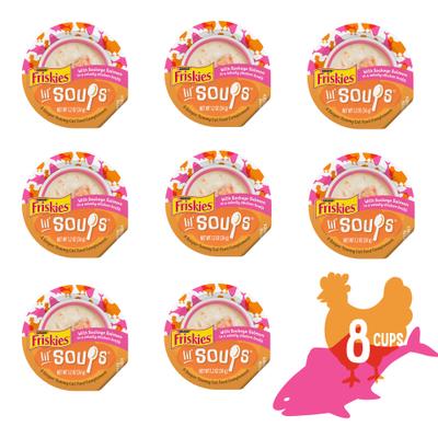 Show full view: Friskies Lil' Soups with Sockeye Salmon in a Velvety Chicken Broth Cat Food, 1.2-oz tray, bundle of 32  slide 3 of 13