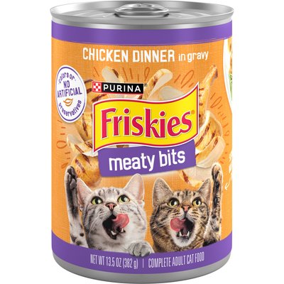 Friskies Friskies Meaty Bits Chicken Dinner Chunks in Gravy Canned Wet Multi Cat Food, 13.5-oz can, 12 count