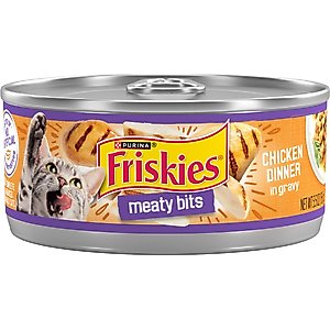 Friskies Meaty Bits Chicken Dinner in Gravy Canned Cat Food, 5.5-oz, case of 24