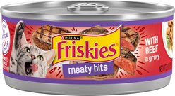Friskies Meaty Bits with Beef in Gravy Canned Cat Food, 5.5-oz, case of 24