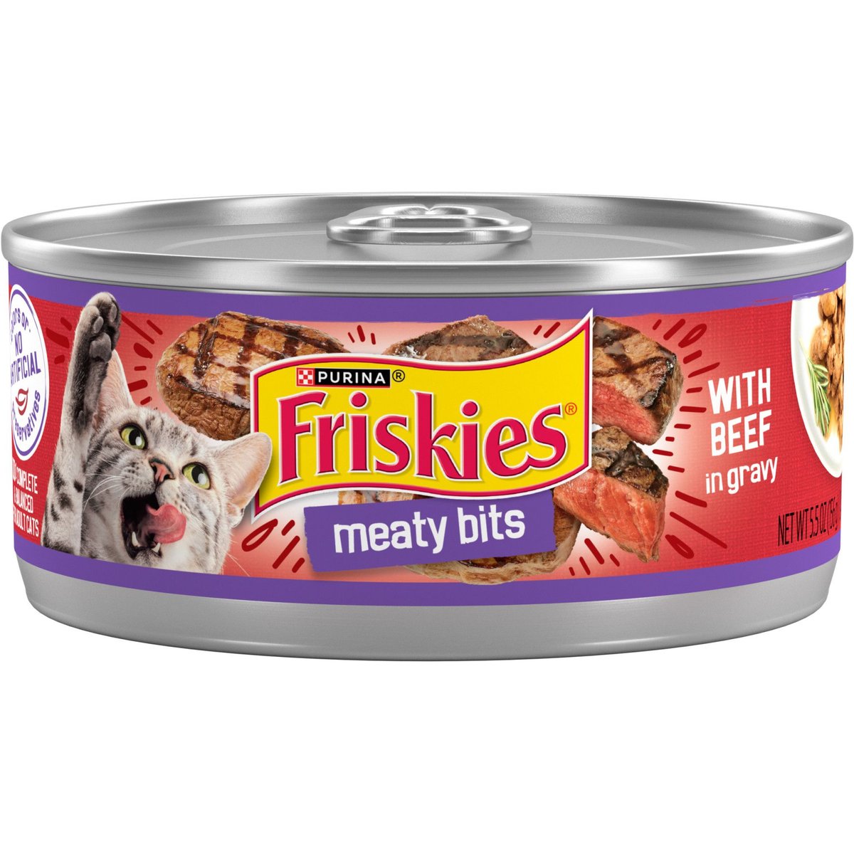 Friskies Meaty Bits with Beef Cat Food, 5.5-oz, case of 24