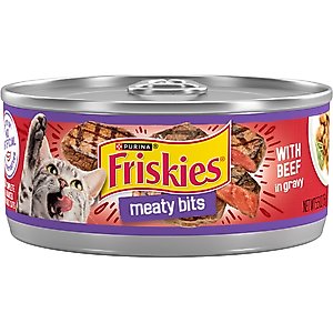 Friskies Meaty Bits with Beef in Gravy Canned Cat Food, 5.5-oz, case of 24
