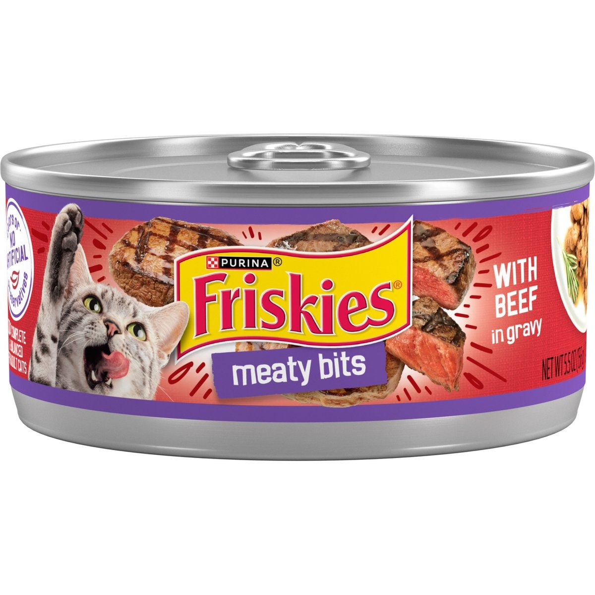 Friskies Meaty Bits with Beef Cat Food, 5.5-oz, case of 24