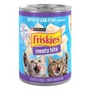 Friskies Meaty Bits with Ocean Fish in Sauce Chunks in Gravy Canned Wet Multi Cat Food, 13.5-oz can, 12 count