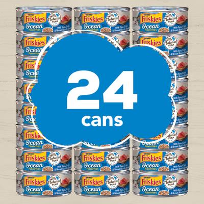 Show full view: Friskies Ocean Favorites Meaty Bits Tuna, Crab & Brown Rice Natural Wet Cat Food, 5.5-oz can, case of 24 slide 3 of 11