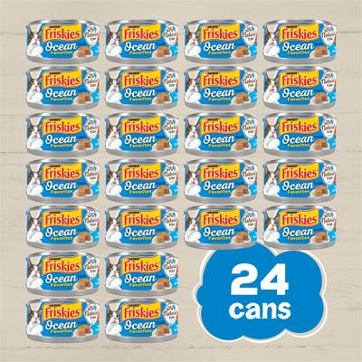 Show full view: Friskies Ocean Favorites Tuna, Brown Rice & Peas Pate Wet Cat Food, 5.5-oz can, case of 24 slide 3 of 11