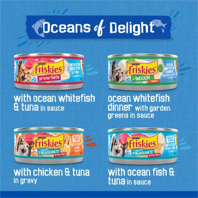 Show full view: Friskies Oceans of Delight Variety Pack Canned Cat Food, 5.5-oz can, case of 48 slide 3 of 12