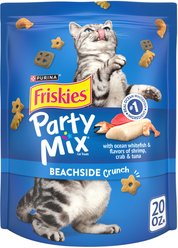 Friskies Party Mix Beachside Crunch Ocean Whitefish & Seafood Flavor Crunchy Cat Treats, 20-oz bag