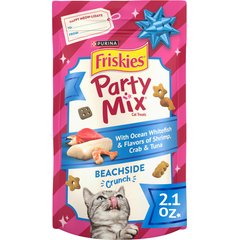 Friskies Party Mix Beachside Crunch Ocean Whitefish & Seafood Flavor Crunchy Cat Treats, 2.1-oz bag