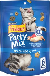 Friskies Party Mix Beachside Crunch Ocean Whitefish & Seafood Flavor Crunchy Cat Treats, 6-oz bag