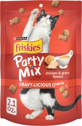 Friskies Party Mix Gravy-licious Chicken & Gravy Flavors Crunchy Cat Treats, 2.1-oz bag