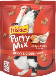Friskies Party Mix Gravy-licious Chicken & Gravy Flavors Crunchy Cat Treats, 20-oz bag