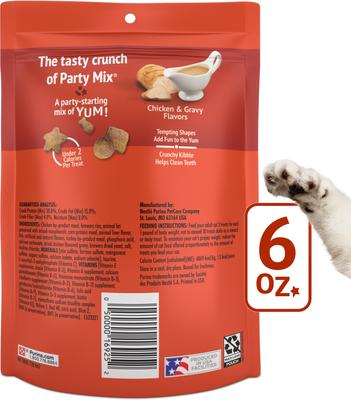 Show full view: Friskies Party Mix Gravy-licious Chicken & Gravy Flavors Crunchy Cat Treats, 6-oz bag slide 3 of 13