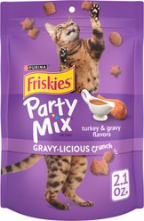 Friskies Party Mix Gravy-licious Turkey & Gravy Flavors Crunchy Cat Treats, 2.1-oz bag