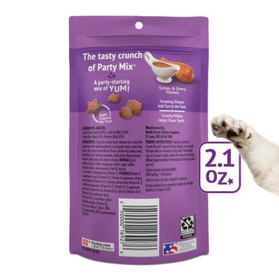 Show full view: Friskies Party Mix Gravy-licious Turkey & Gravy Flavors Crunchy Cat Treats, 2.1-oz bag slide 3 of 13