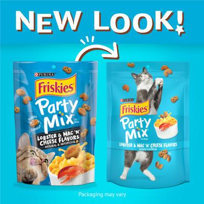Show full view: Friskies Party Mix Lobster & Mac 'N' Cheese Flavors Crunchy Cat Treats, 2.1-oz bag slide 3 of 13