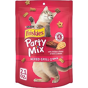 Friskies Party Mix Mixed Grill Crunch Flavor Crunchy Cat Treats, 2.1-oz bag