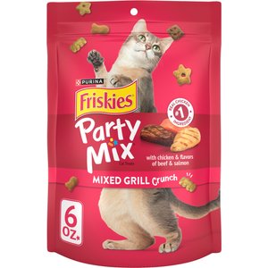 Friskies Party Mix Mixed Grill Crunch Flavor Crunchy Cat Treats, 6-oz bag