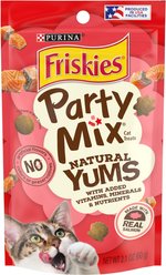 Friskies Party Mix Natural Yums Complete & Balanced Salmon Crunchy Natural Cat Treats, 2.1-oz bag
