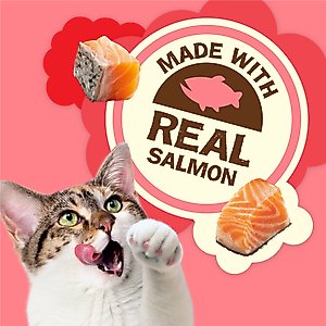 Friskies Party Mix Natural Yums Complete & Balanced Salmon Crunchy Natural Cat Treats, 20-oz tub
