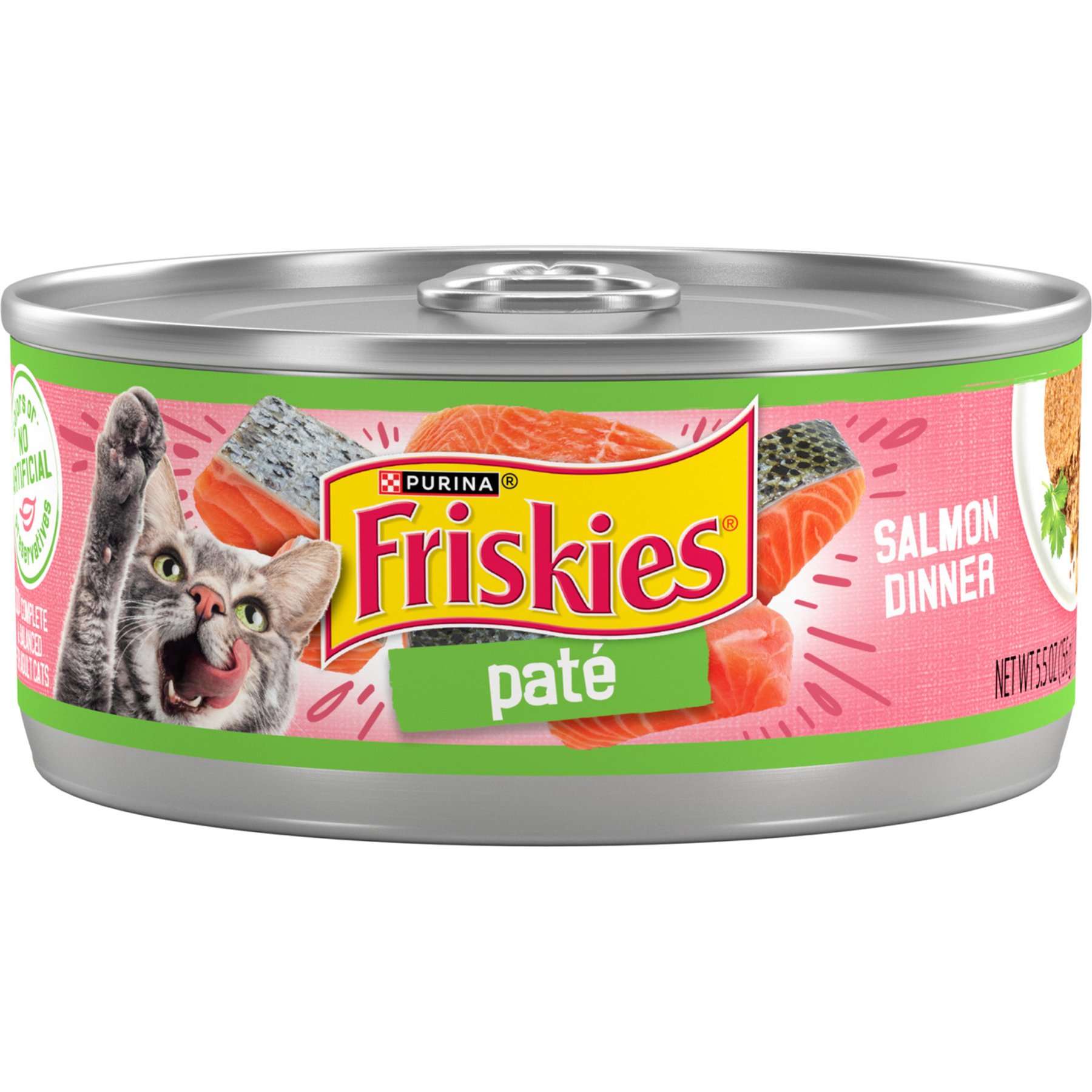 Friskies Pate Salmon Dinner Canned Cat Food, 5.5-oz can, case of 4