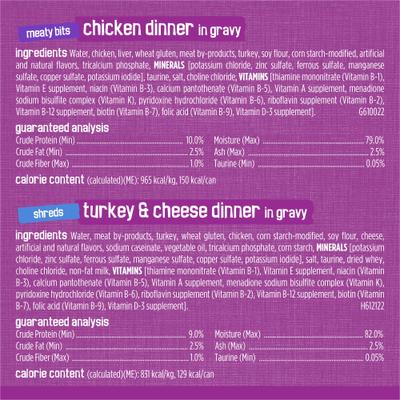 Show full view: Friskies Poultry Adult Chicken & Turkey in Gravy Variety Pack Canned Cat Food, 5.5-oz, case of 32 slide 6 of 10