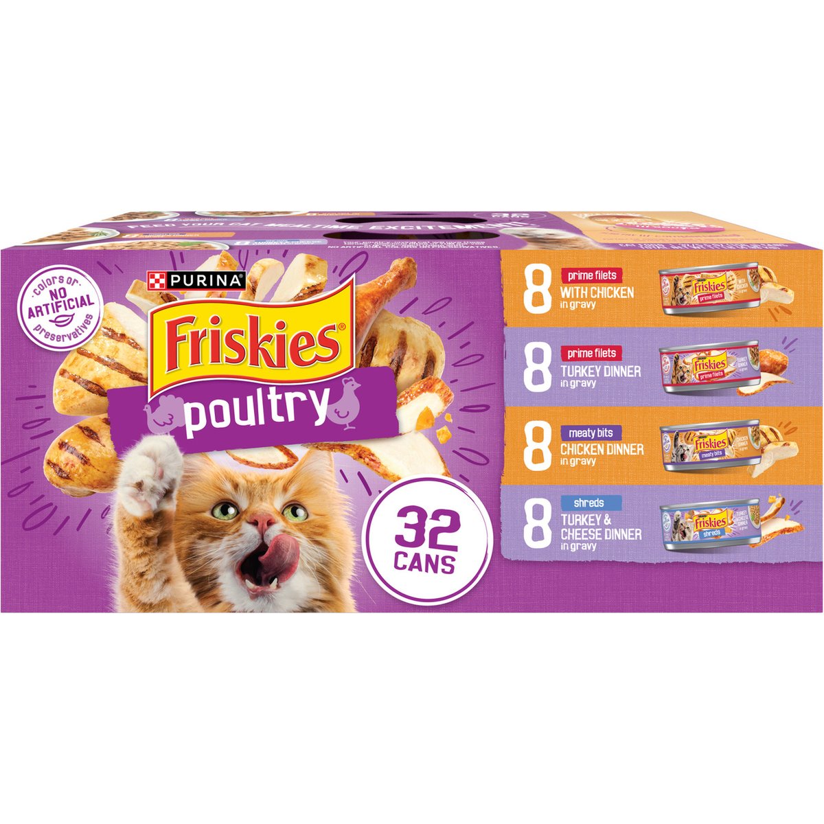 Friskies Poultry Adult Chicken & Turkey in Gravy Variety Pack Canned Cat Food, 5.5-oz can, bundle of 96