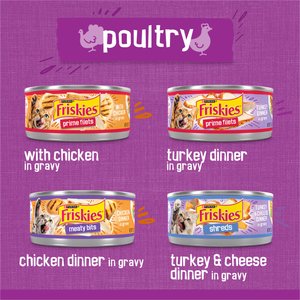 Friskies Poultry Adult Chicken & Turkey in Gravy Variety Pack Canned Cat Food, 5.5-oz, case of 32