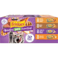 Friskies Poultry Pate Favorites Variety Pack Wet Cat Food, 5.5-oz can, case of 32