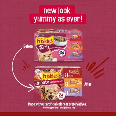 Show full view: Friskies Prime Filets Meaty Favorites Variety Pack Canned Cat Food, 5.5-oz, case of 24 slide 3 of 11