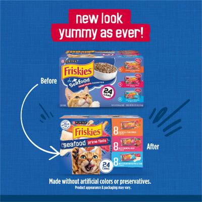 Show full view: Friskies Prime Filets Seafood Favorites Variety Pack Canned Cat Food, 5.5-oz, case of 24 slide 3 of 11