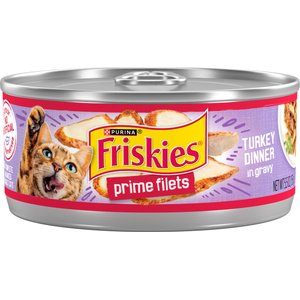 Friskies Prime Filets Turkey Dinner in Gravy Canned Cat Food, 5.5-oz, case of 24