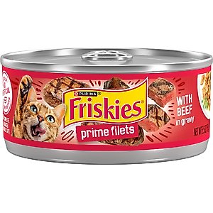 Friskies Prime Filets with Beef in Gravy Canned Cat Food, 5.5-oz, case of 24