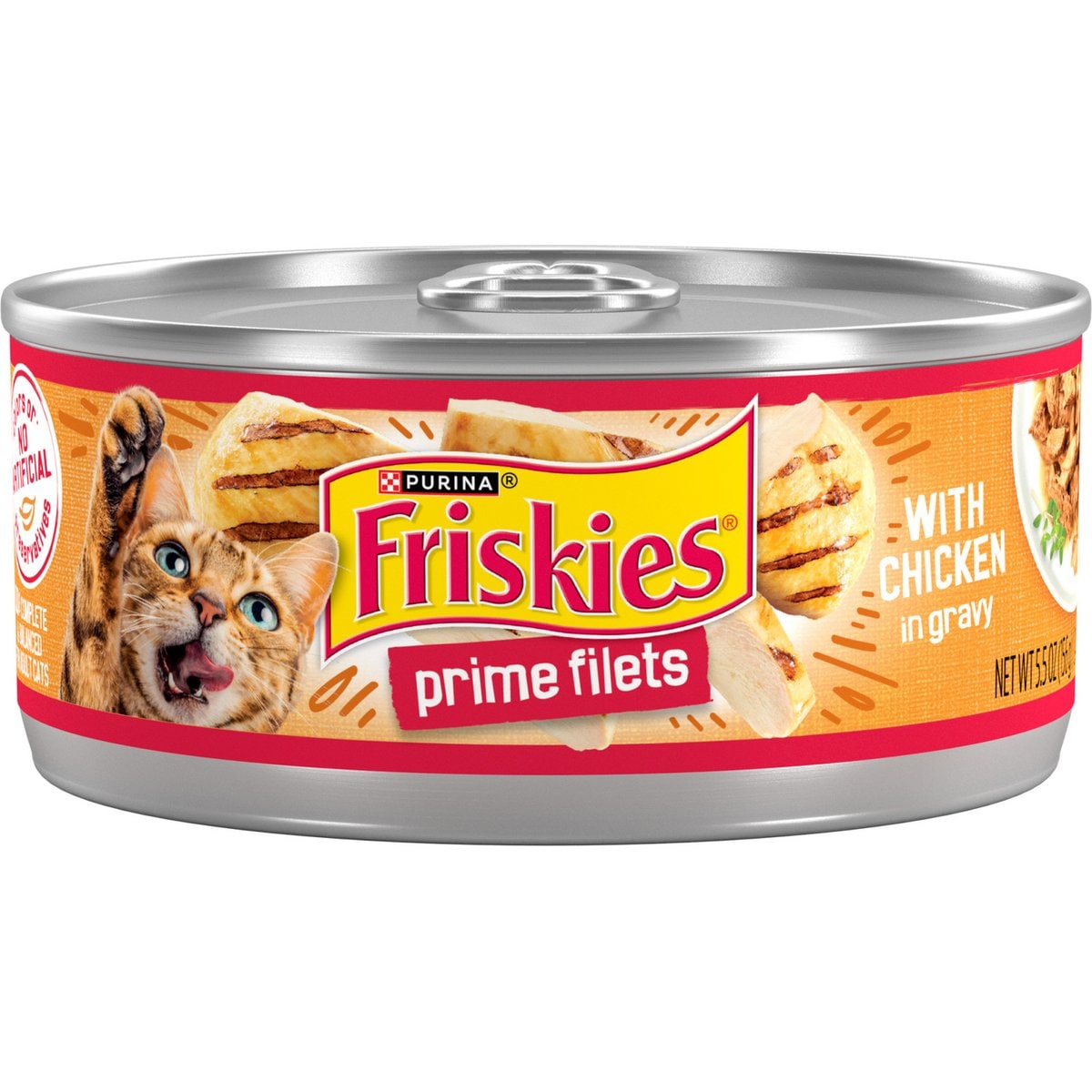 Friskies Prime Filets with Chicken in Gravy Canned Cat Food, 5.5-oz can, bundle of 72