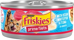 Friskies Prime Filets with Ocean Whitefish & Tuna in Sauce Canned Cat Food, 5.5-oz, case of 24