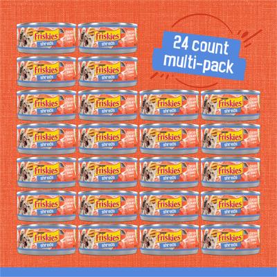 Show full view: Friskies Savory Shreds Chicken & Salmon Dinner in Gravy Canned Cat Food, 5.5-oz, case of 24 slide 3 of 10