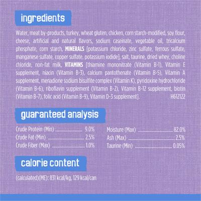 Show full view: Friskies Savory Shreds Turkey & Cheese Dinner in Gravy Canned Cat Food, 5.5-oz, case of 24 slide 7 of 11