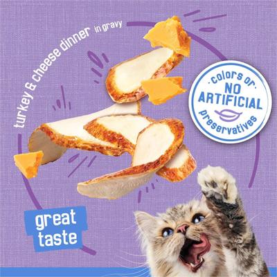 Show full view: Friskies Savory Shreds Turkey & Cheese Dinner in Gravy Canned Cat Food, 5.5-oz can, bundle of 72  slide 6 of 13